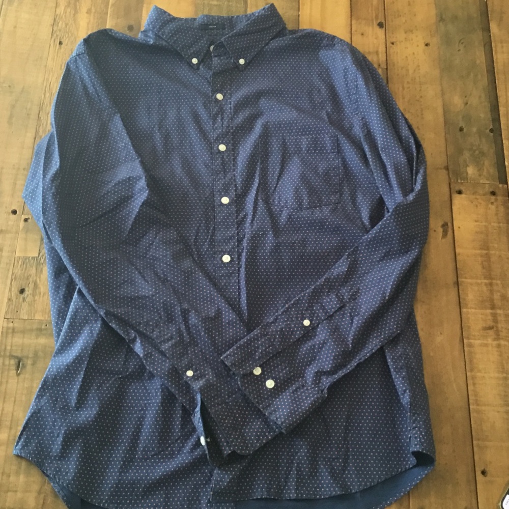 Rye Navy Button-Down Shirt with Micro Dot Pattern xl slim